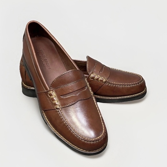 Vintage Polo Sport Ralph Lauren Brown Leather Slip On Penny Loafers Men’s 10D main image 6